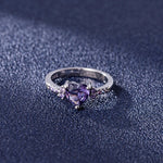 Jewelry Heart Shape Amethyst Gemstone Rings