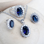 Silver 925 Women Jewelry Sets Blue Zirconia