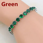 Bridal Red Garnet White Zircon Created Jewelry 925 Silvergreen21cm