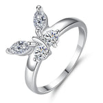925 Sterling Silver Cubic Zirconia Butterfly Rings For Women