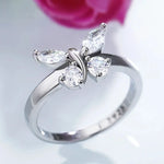 925 Sterling Silver Cubic Zirconia Butterfly Rings For Women