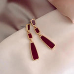 S925 Silver Retro Red Long Dangle Earring