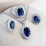 Silver 925 Women Jewelry Sets Blue Zirconia3PCS-Blue7