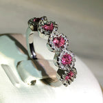 Twist Pattern Paw 925 Silver Simple Design Ruby Crystal Ring