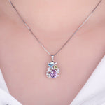 Amethyst Blue Topaz Peridot Flower Pendant 925 Sterling Silver Pendant - No ChainPendant