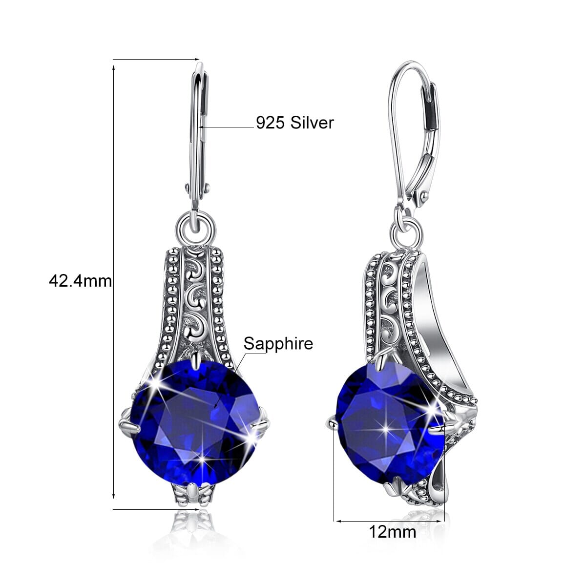 Drop Earrings For Woman Sapphire Lever Backs Earring0
