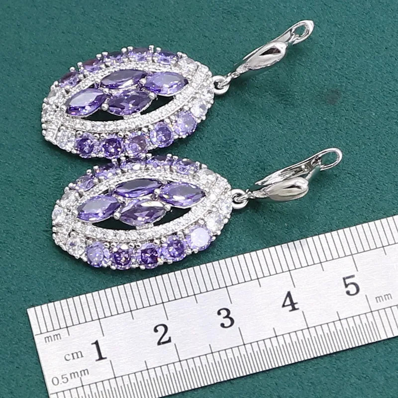 Luxurious Purple Amethyst 925 Sterling Silver Jewelry set for Women