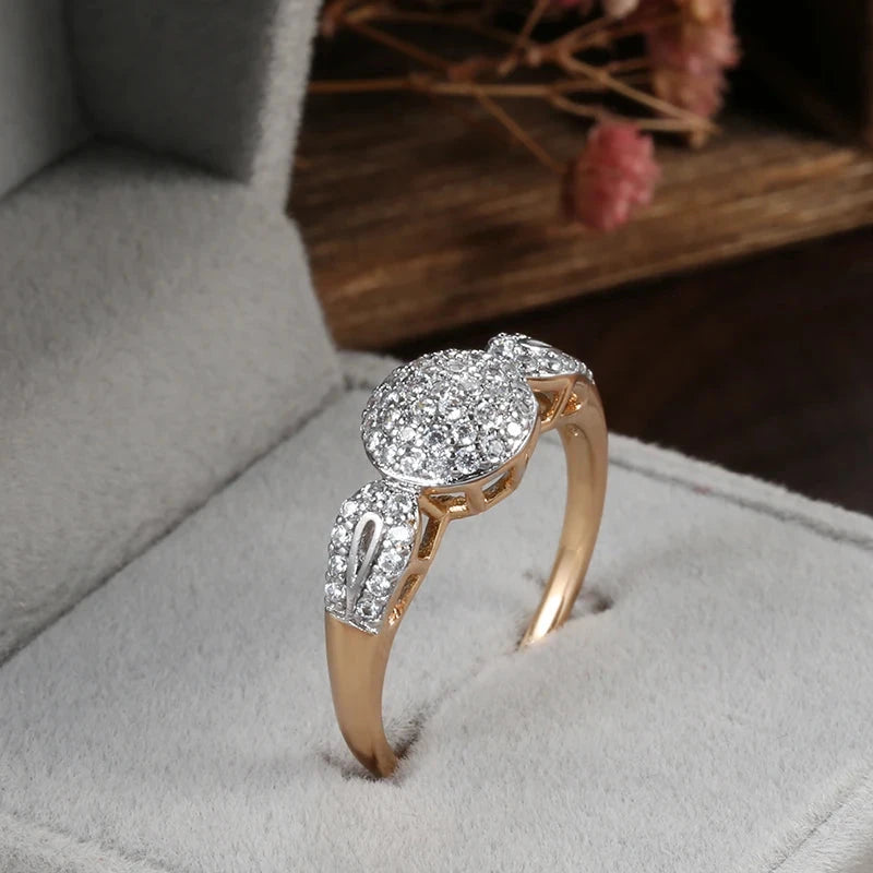 Luxury Natural Zircon Ring for Women – 585 Rose Gold & Silver