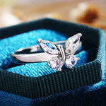 925 Sterling Silver Cubic Zirconia Butterfly Rings For Women