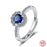 Fashion 925 Sterling Silver Sapphire Adjustable RingBlueresizable