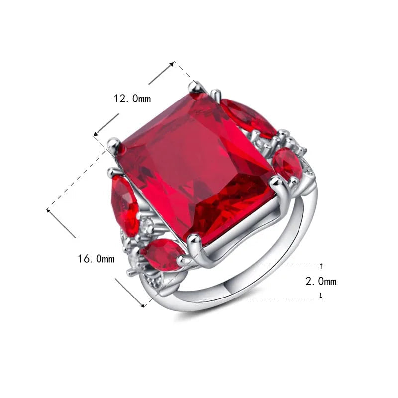 Delicate Luxury Ruby Ring for Women Geometry Gemstones