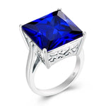 Blue Sapphire Rings Silver 925 Anillo Plata Square Gemstone Office Career Female FineSapphireCHINA