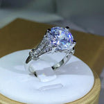 925 Sterling Silver Fashion Four Prong White Zircon Ring