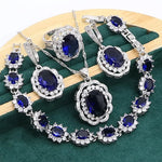 Blue Sapphire 925 Sterling Silver Jewelry set for Women