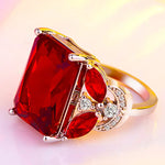 Delicate Luxury Ruby Ring for Women Geometry Gemstones