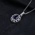 Beautiful Oval Cut Created Blue Sapphire 925 Sterling Silver Pendant Only