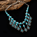 2024 Ethnic Hand Pendant Necklace Vintage TurquoisesNA2348-1