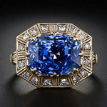 Pure 3 Carat Sapphire Jewelry Gemstone 14K Gold Ring for WomenBlue9