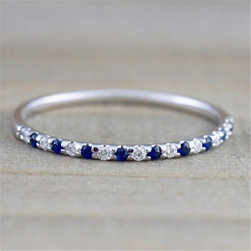 Sterling Silver Real Natural Sapphire Ring Engagement WeddingBlue8