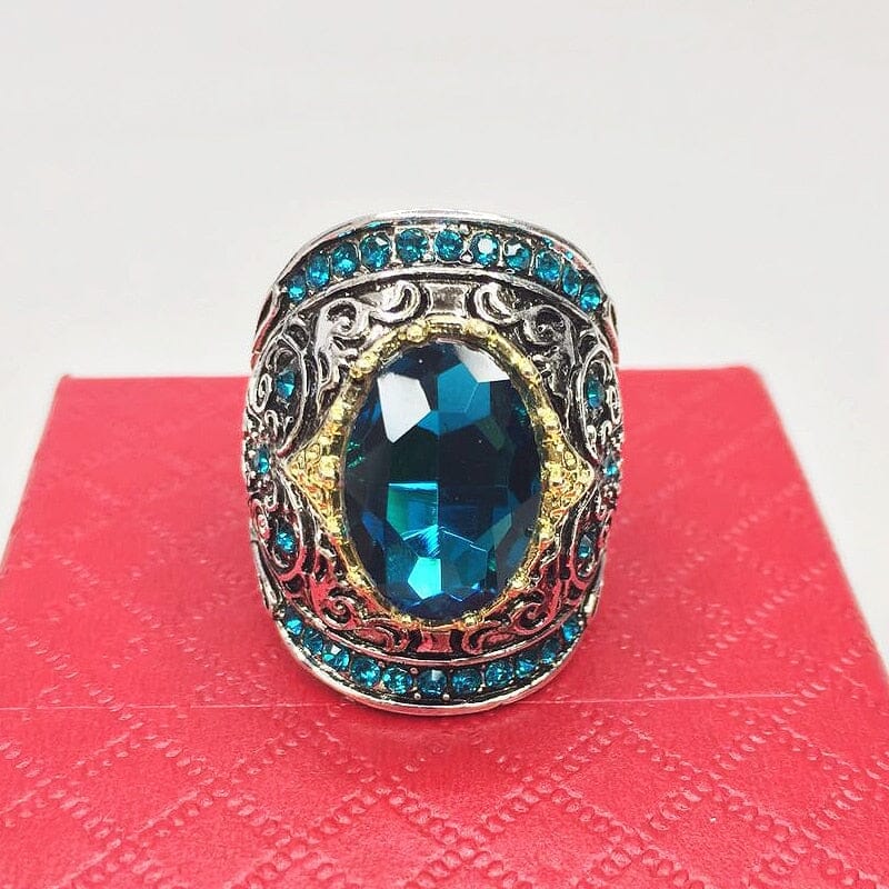 Vintage Geometric Oval Sapphire Silver RingRing6