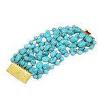 GG Jewelry Natural 9 Strands Blue Turquoise Gems Stone Bracelet Cute For Women