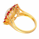 White Fire Opal Garnet Yellow Gold Color