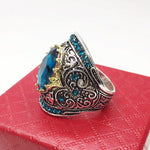 Vintage Geometric Oval Sapphire Silver RingRing