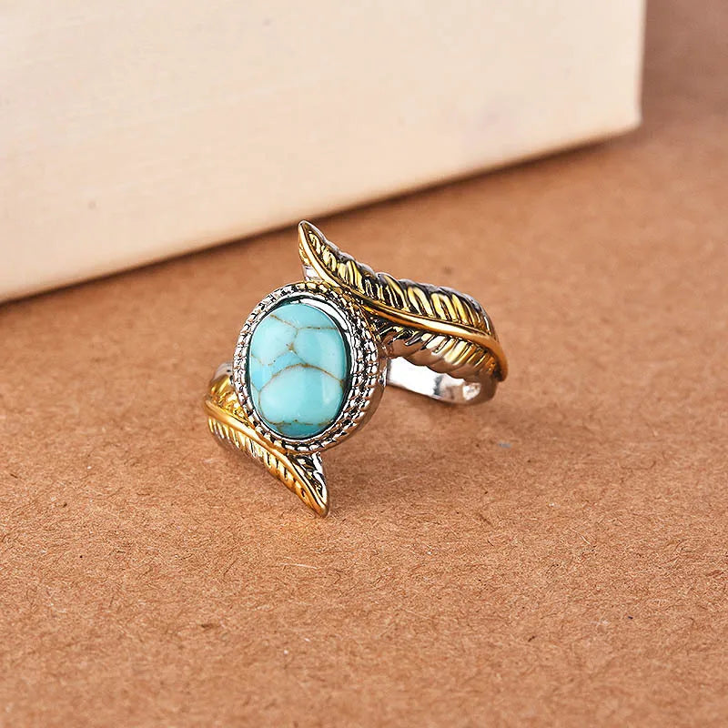 Finger Rings 925 Silver Jewelry with Turquoise Gemstone