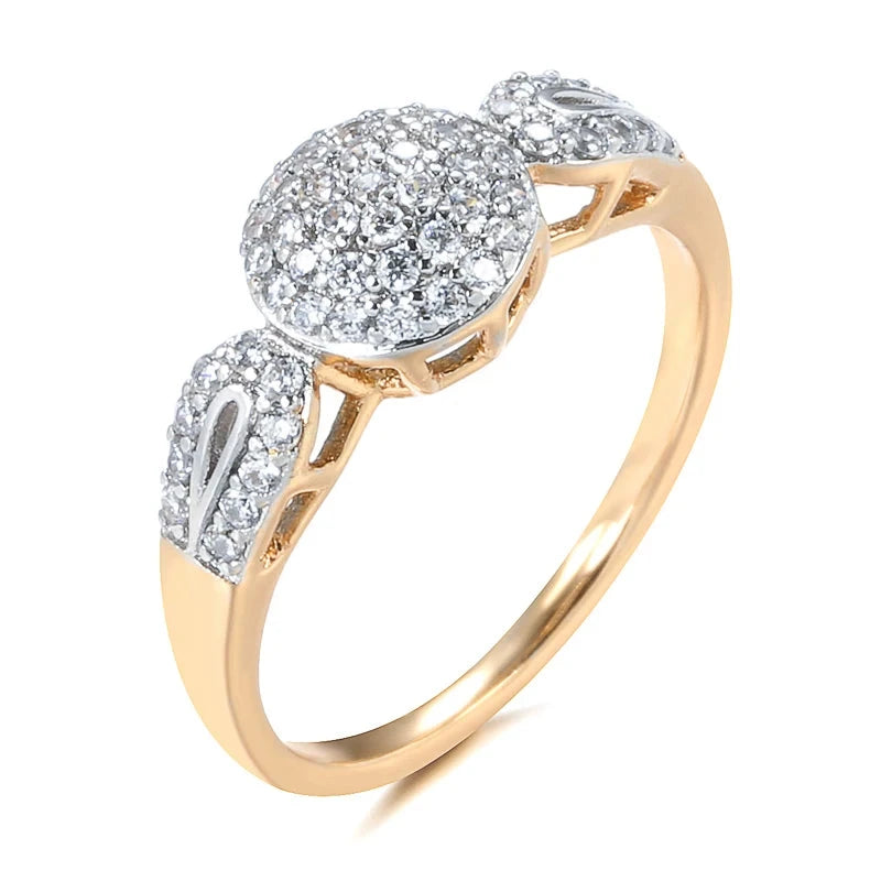 Luxury Natural Zircon Ring for Women – 585 Rose Gold & SilverWHITEROSE GOLD COLOR