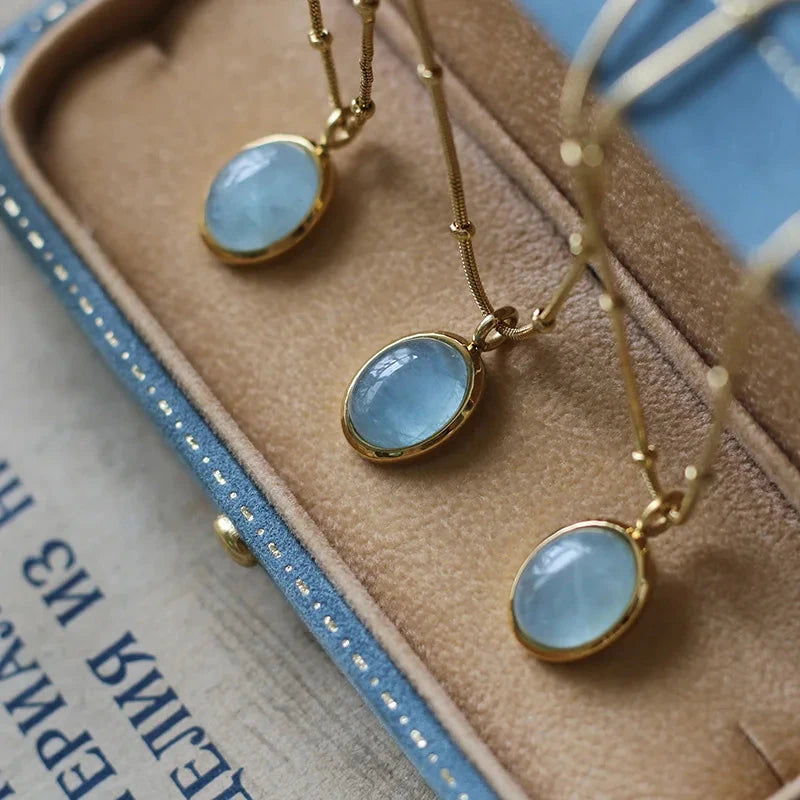 Natural Stone Clavicle Chain Pendants Necklaces