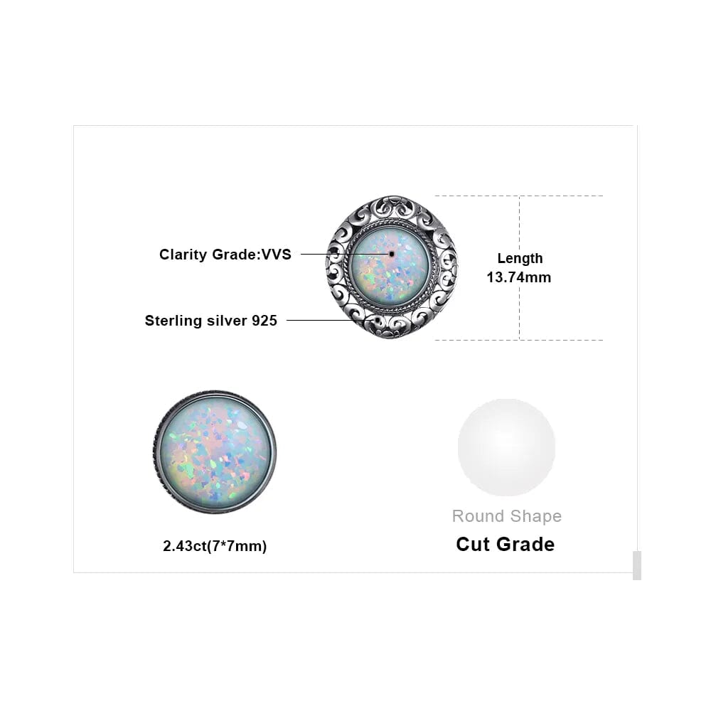2.5ct Cabochon Opal 925 Sterling Silver Stud EarringsEarrings