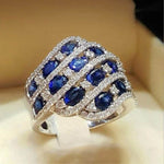 Blue and Pink Sapphire Conch Shape Silver RingRing
