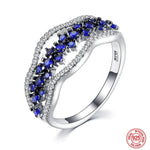 925 Sterling Silver Geometric Sapphire Rings For Women Wedding Jewelry