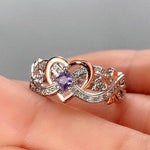 Creative Women's Heart Rings with Romantic Rose Flower DesignF10176