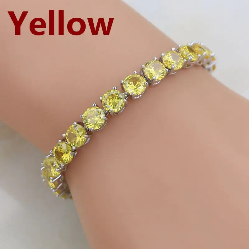 Bridal Red Garnet White Zircon Created Jewelry 925 SilverYellow21cm