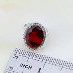 925 Silver Jewelry Round Red Garnet ZirconRing5.5