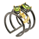 Aquamarine Green Peridot Gift for Sister Black Gold Silver Rings