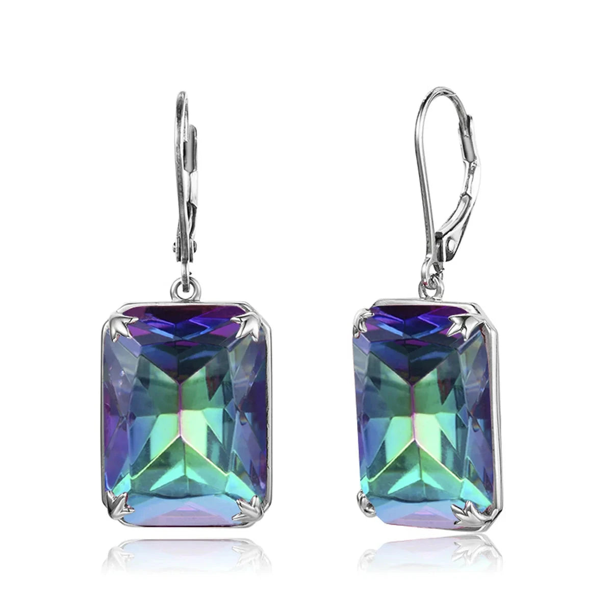 Viking Blue Aquamarine Earrings 13*18mm Rectangle GemstonesMystic Topaz