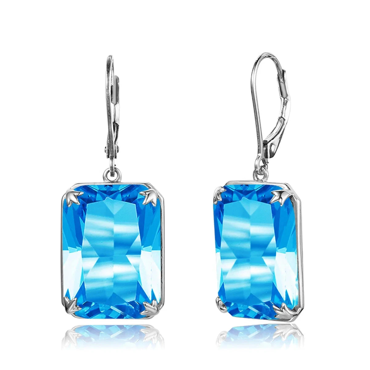 Viking Blue Aquamarine Earrings 13*18mm Rectangle GemstonesBlue Topaz