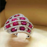 Blue and Pink Sapphire Conch Shape Silver RingRing