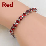 Bridal Red Garnet White Zircon Created Jewelry 925 SilverRed21cm