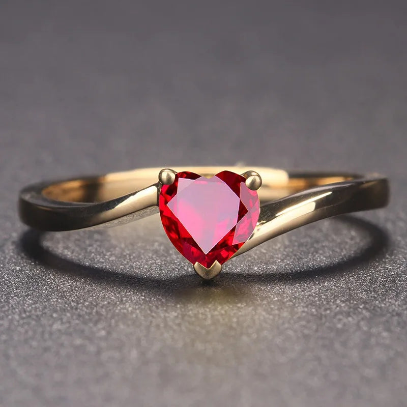 Elegant Ruby Ring Heart Shape Engagement Rings