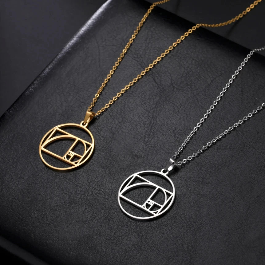 Fibonacci Spiral Golden Ratio Pendant Necklace
