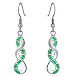 Navy Blue Fire Opal Wave Drop EarringsGreen