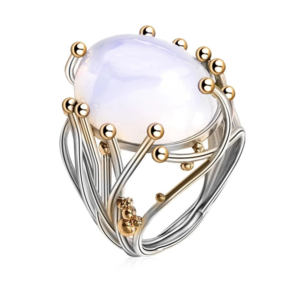 Irregular Bohemia Style Rinse Female Natural Opal Moonstone RingWHITE7