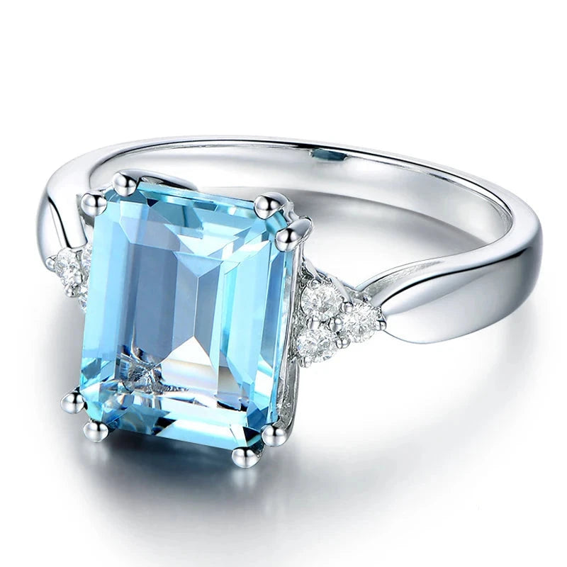 925 Silver Aquamarine Ring for Women – Fashion Jewelry