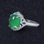 Oval Shape Emerald Resizable Silver RingRing