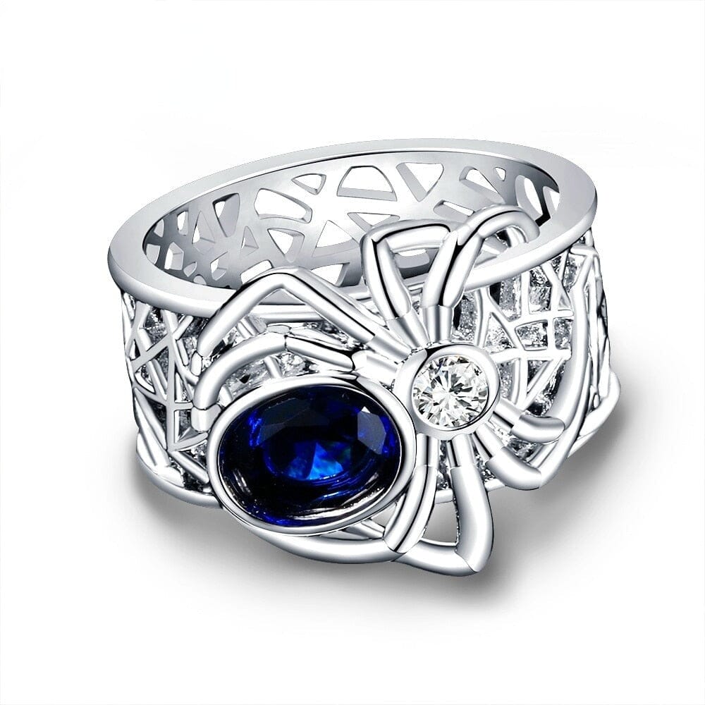 Sapphire Spider Punk Silver RingRing6