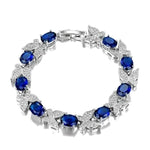 New Luxury Butterfly Bracelets for Women Aquamarine Charm BraceletsBlue18CM