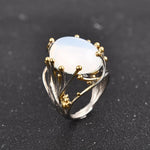 Irregular Bohemia Style Rinse Female Natural Opal Moonstone Ring